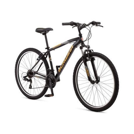 Schwinn High Timber 26-inch Mountain Bike, 21-Speed, Front Suspension — Schwinn High Timber 26-inch mountain bike, full side profile view showing the frame, suspension fork and knobby tires