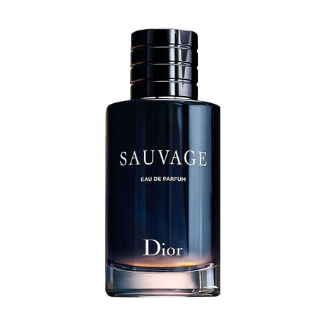 Dior Sauvage Eau de Parfum Spray for Men, 3.4 fl oz — Dior Sauvage Eau de Parfum 100 mL bottle standing upright with the cap on, front label facing camera