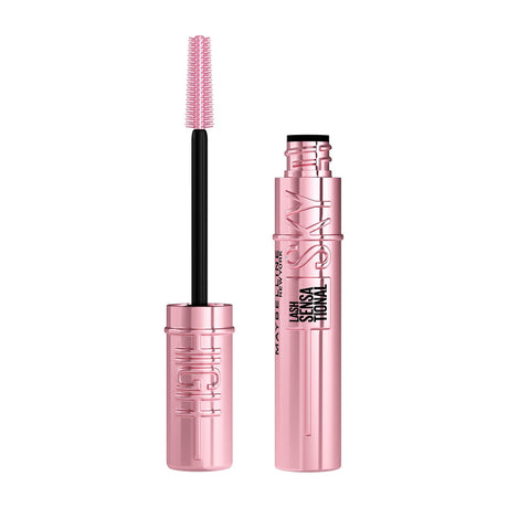 Maybelline Lash Sensational Sky High Washable Mascara, Very Black, 0.24 fl oz — Maybelline Lash Sensational Sky High mascara tube standing upright, blue and black packaging, front view on white