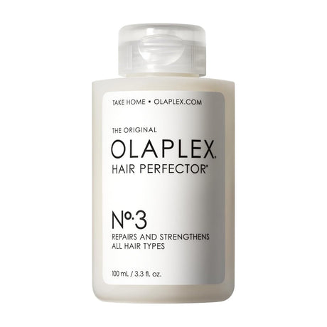 Olaplex No.3 Hair Perfector, Bond-Building Pre-Shampoo Treatment, 3.3 fl oz — Olaplex No.3 Hair Perfector 100 ml white squeeze bottle with black cap and number 3 on the label, front view