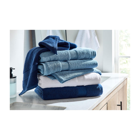 Better Home 6-Piece Cotton Towel Set, 2 Bath, 2 Hand, 2 Washcloths — A stack of six folded cotton towels in matching color: two bath towels, two hand towels and two washcloths