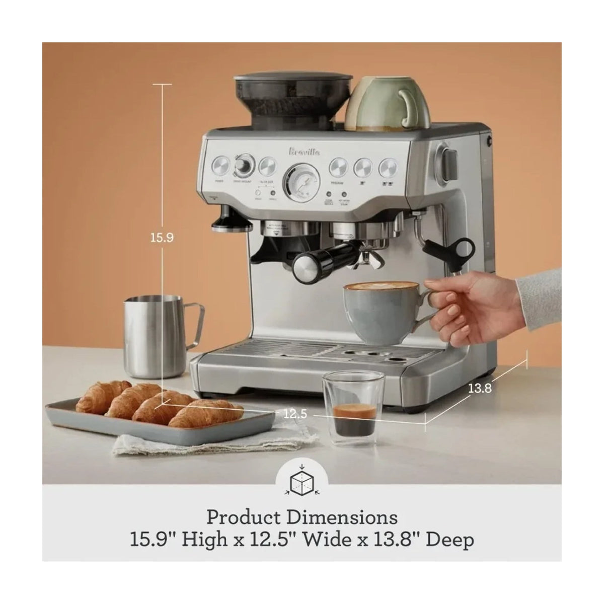 Brushed Stainless Steel — Breville Barista Express Espresso Machine with Built-In Conical Burr Grinder