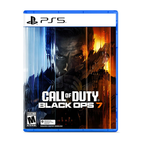 Call of Duty: Black Ops 7 - PlayStation 5, Standard Edition — Call of Duty Black Ops 7 PlayStation 5 retail game case front cover, standing upright on a plain background