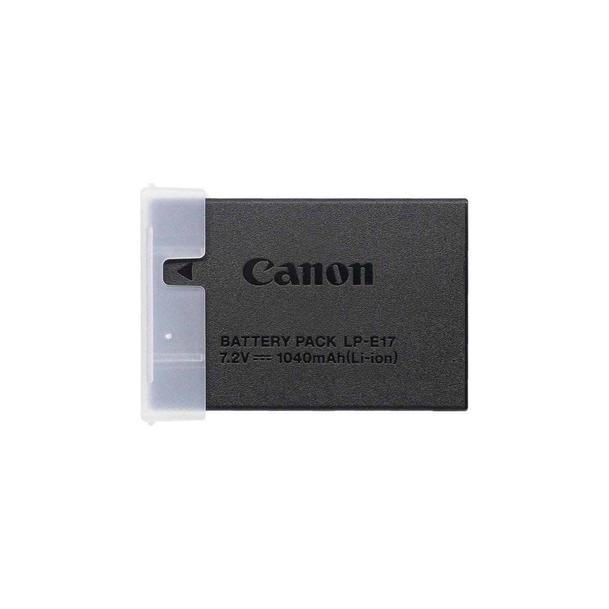 Canon LP-E17 Rechargeable Lithium-Ion Battery Pack, 1040mAh, 7.2V — Canon LP-E17 black camera battery pack with the white Canon label, three-quarter view on a plain background
