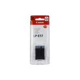 Canon LP-E17 Rechargeable Lithium-Ion Battery Pack, 1040mAh, 7.2V — Canon LP-E17 black camera battery pack with the white Canon label, three-quarter view on a plain background