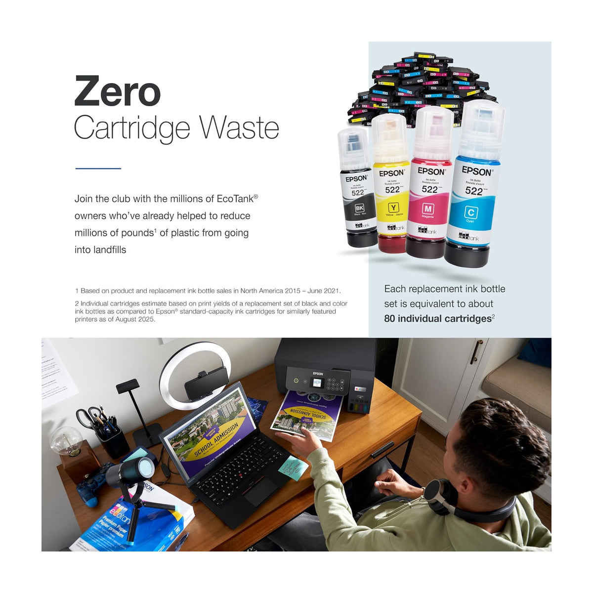 Black — Epson EcoTank ET-2800 Wireless Color All-in-One Cartridge-Free Supertank Printer