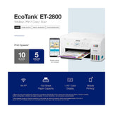White — Epson EcoTank ET-2800 Wireless Color All-in-One Cartridge-Free Supertank Printer