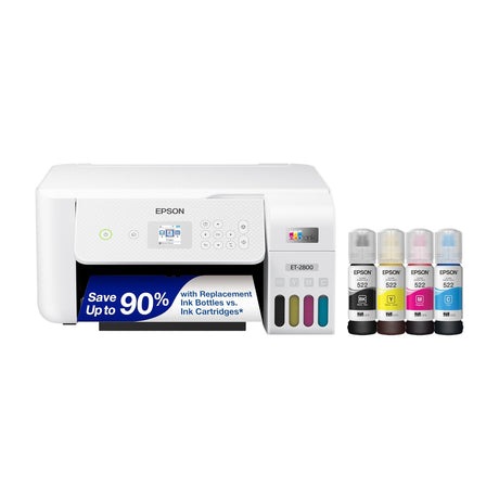 White — Epson EcoTank ET-2800 Wireless Color All-in-One Cartridge-Free Supertank Printer