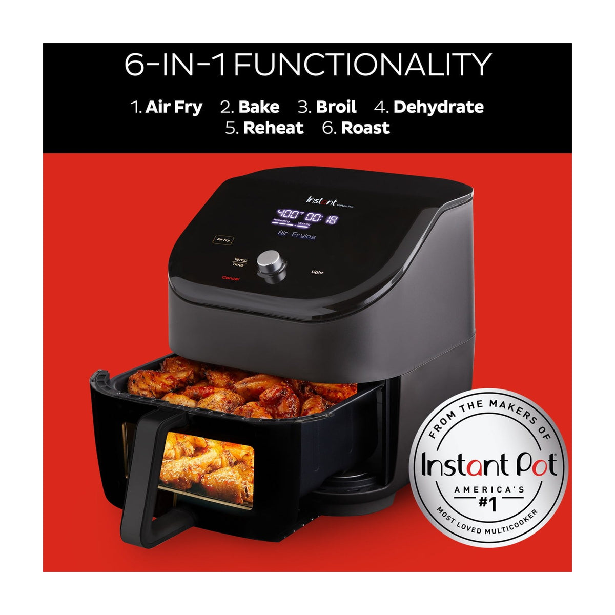 Instant Pot Vortex Plus 6-Quart 6-in-1 Air Fryer with ClearCook — Air Fryers