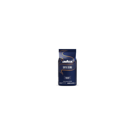 Lavazza Super Crema Whole Bean Espresso Coffee, Medium Roast, 2.2 lb Bag — Lavazza Super Crema 2.2 lb whole bean coffee bag standing upright with the front label facing forward, on a plain background