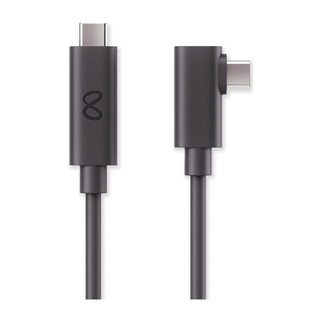 Meta Quest Link Cable, 16 ft (5 m) Fiber-Optic USB-C Cable for PC VR — Meta Quest Link Cable coiled on a plain background with both USB-C connectors visible, one right-angled and one straight