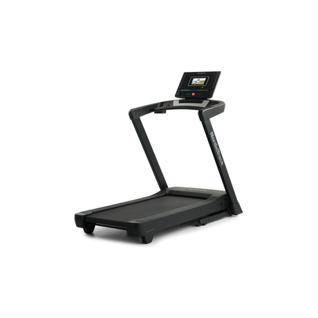 NordicTrack EXP 7i Folding Treadmill with 7-inch HD Touchscreen and iFIT — NordicTrack EXP 7i treadmill set up and unfolded, front three-quarter view with the 7-inch touchscreen console visible