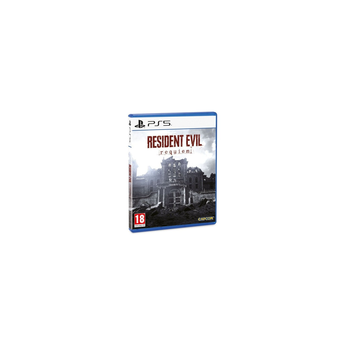 Resident Evil Requiem - PlayStation 5, Standard Edition — Resident Evil Requiem PlayStation 5 retail game case front cover, standing upright on a plain background