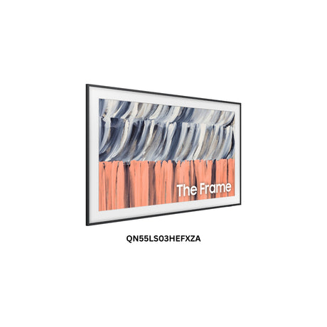 Samsung 55" Class The Frame LS03HE QLED 4K Art Mode Smart TV (2026), QN55LS03HEFXZA — Samsung The Frame LS03HE 55-inch television mounted flat on a wall showing a painting in Art Mode, straight-on view