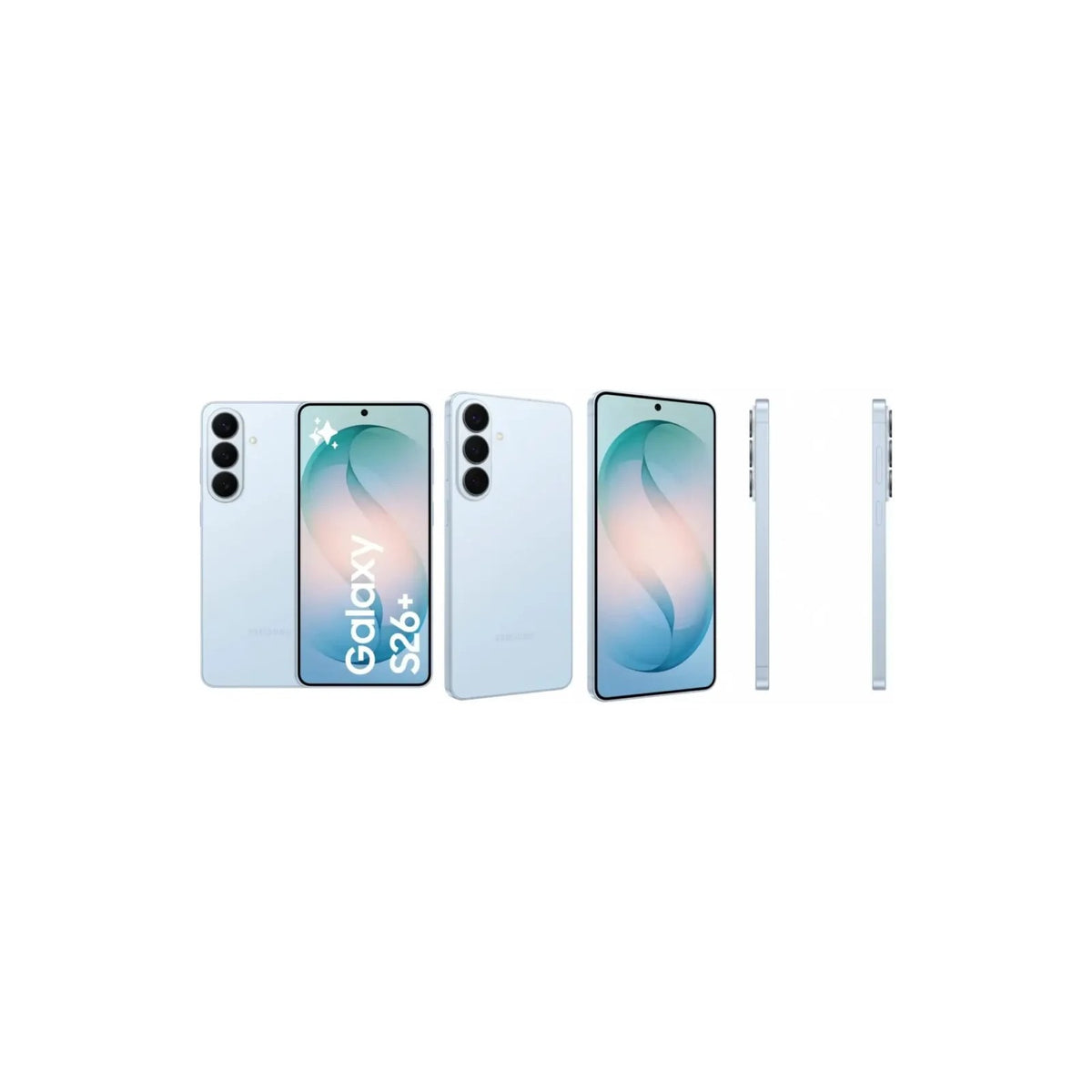 Samsung Galaxy S26+, 5G, 256GB, Unlocked — Samsung Galaxy S26 Plus rear view, full device, showing three vertically arranged rear camera lenses on a slim flat back