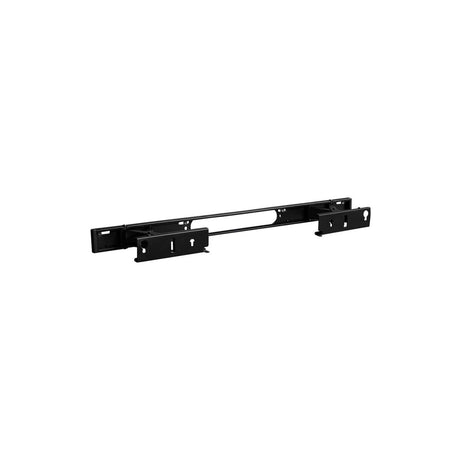Sanus Extendable Soundbar Wall Mount for Sonos Arc and Arc Ultra — Sanus WSSAWM1 black extendable soundbar wall mount bracket holding a Sonos Arc soundbar on a wall, three-quarter view